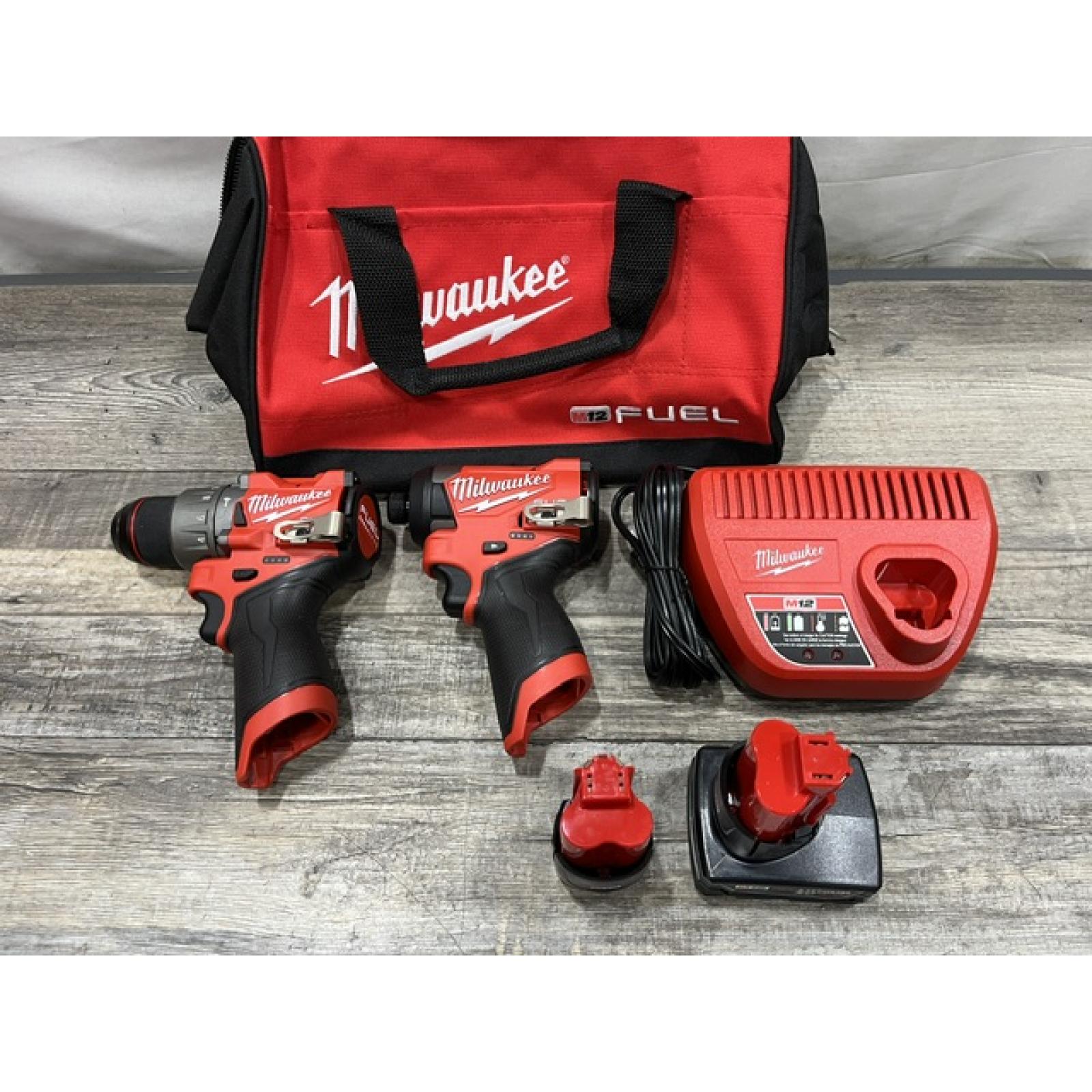 AS-IS Milwaukee FUEL 12-Volt Lithium-Ion Brushless Cordless Hammer Drill and Impact Driver Combo Kit