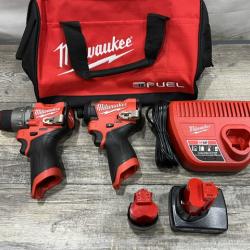AS-IS Milwaukee FUEL 12-Volt Lithium-Ion Brushless Cordless Hammer Drill and Impact Driver Combo Kit
