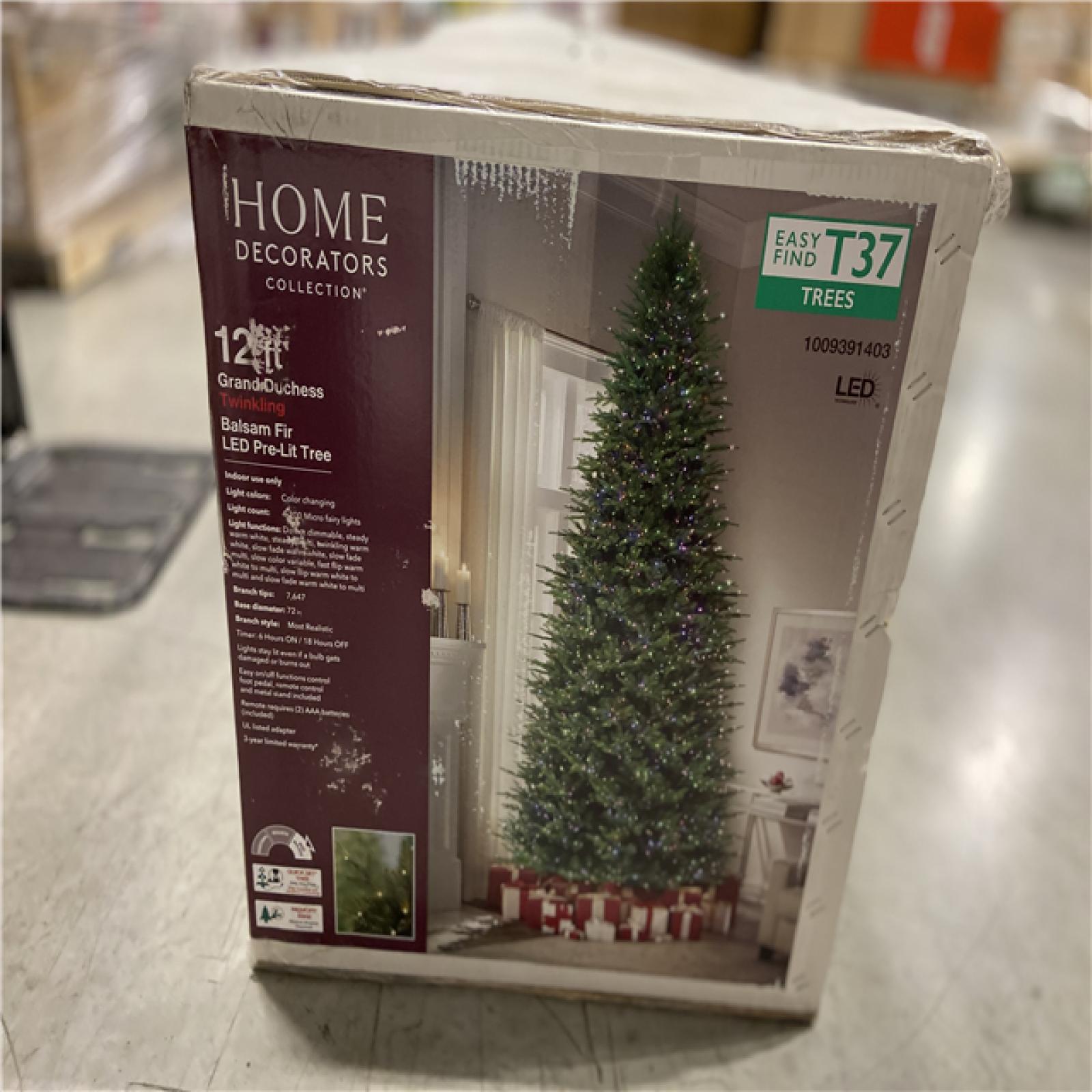 DALLAS LOCATION - Home Decorators Collection 12 ft. Grand Duchess Twinkling Balsam Fir LED Pre-Lit Artificial Christmas Tree