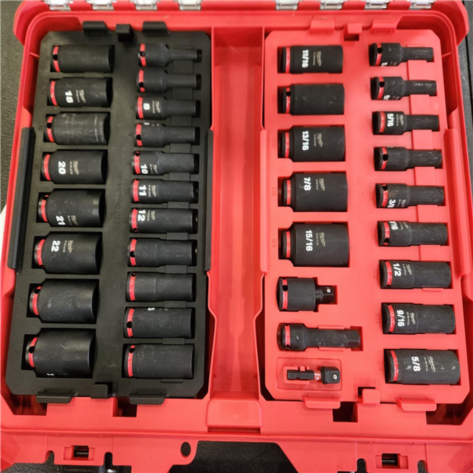 Phoenix NEW Milwaukee SHOCKWAVE Impact-Duty 3/8 in. Drive Metric and SAE Deep Well Impact PACKOUT Socket Set (36-Piece)