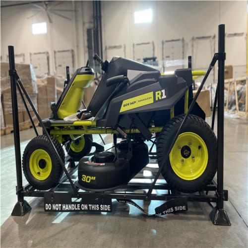 DALLAS LOCATION- RYOBI R1 80V HP Brushless Lithium Battery Cordless Electric 30 in. Riding Lawn Mower with 14 Ah Battery and Charger