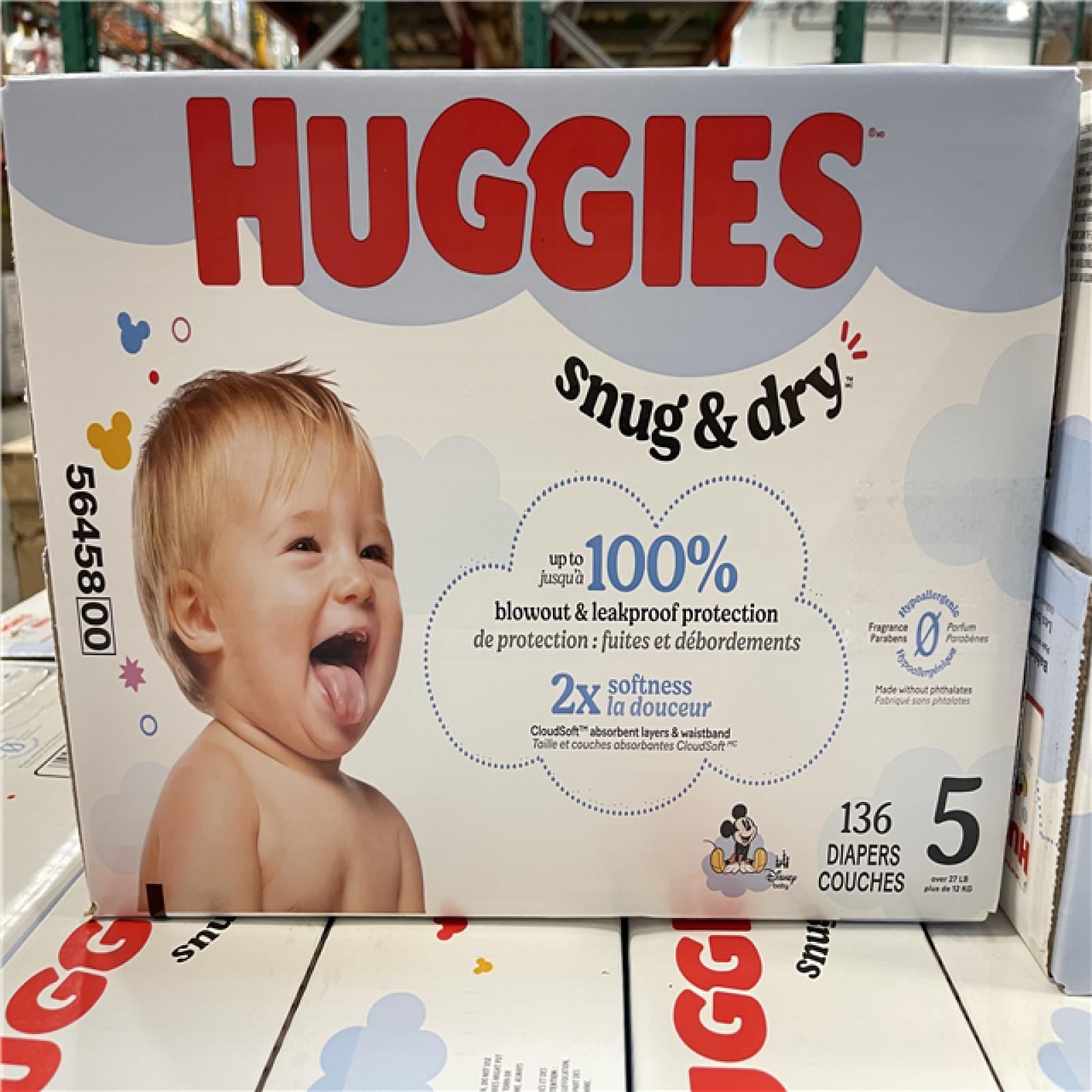 DALLAS LOCATION- Huggies Size 5 Diapers  Snug & Dry Baby Diapers PALLET-(32 CASES)