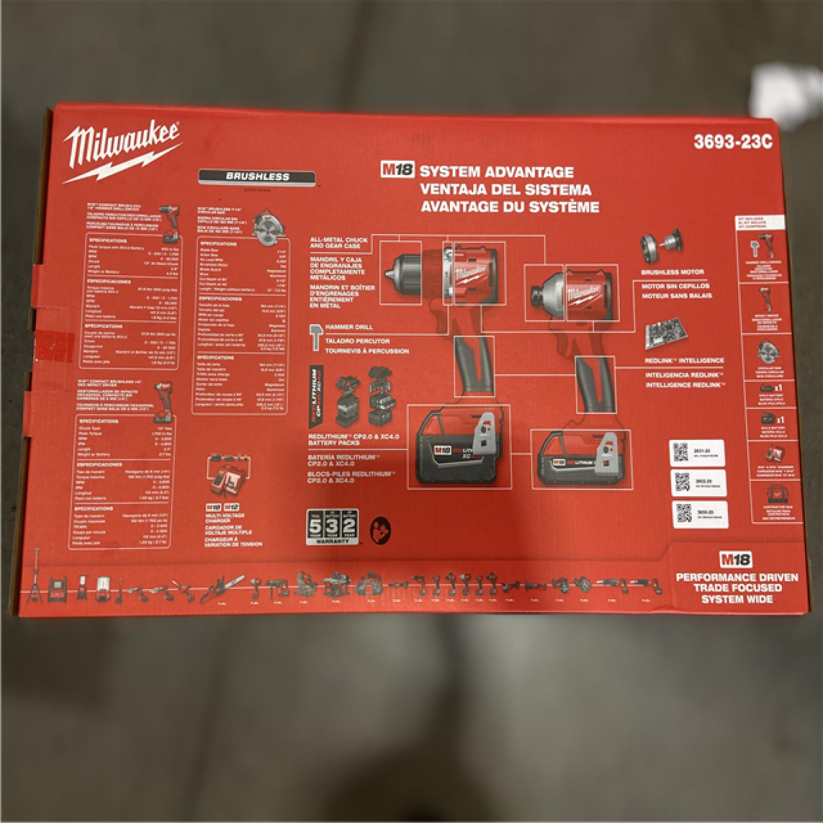 NEW! - Milwaukee Tool M18 18V Li-Ion Brushless Cordless Hammer Drill, Impact Driver, and Circ Saw Combo Kit