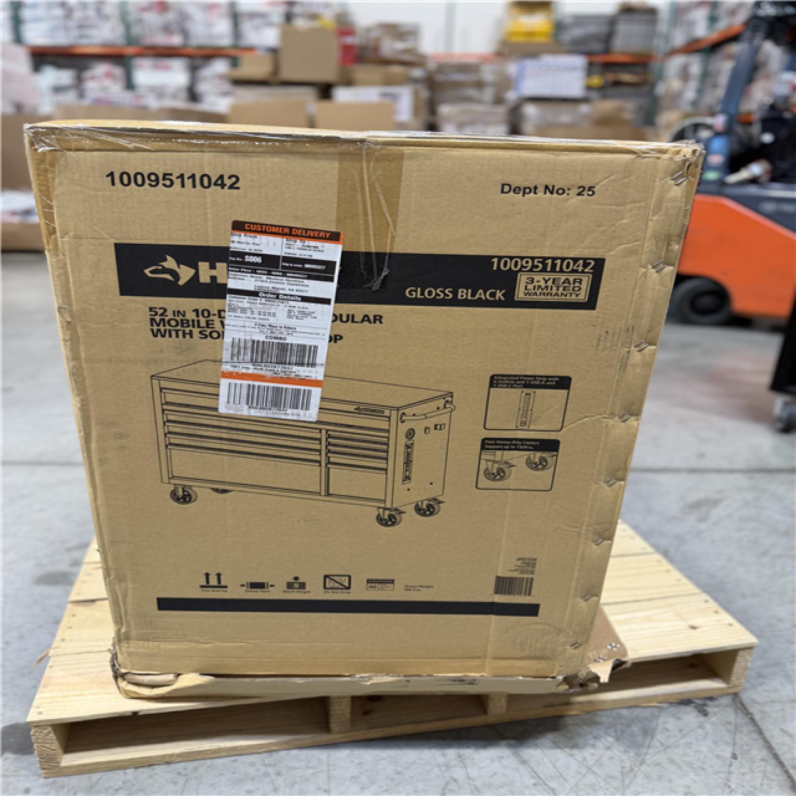 DALLAS LOCATION - AS-IS HUSKY 52IN 10DRAWER WORKBENCH GLOSS BLACK