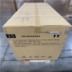 DALLAS LOCATION- AS-IS HUSKY 72 IN. 15- DRAWER MOBILE WORK CENTER- MATTE BLACK