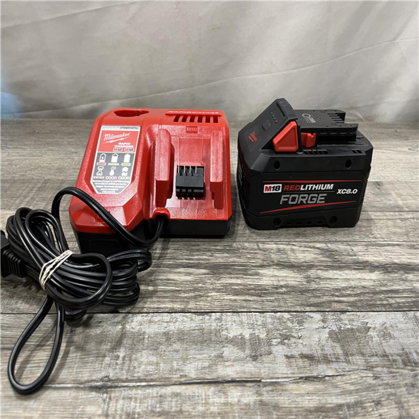 AS-IS Milwaukee 18-Volt Lithium-Ion REDLITHIUM FORGE Starter Kit with 8.0Ah Battery and Rapid Charger