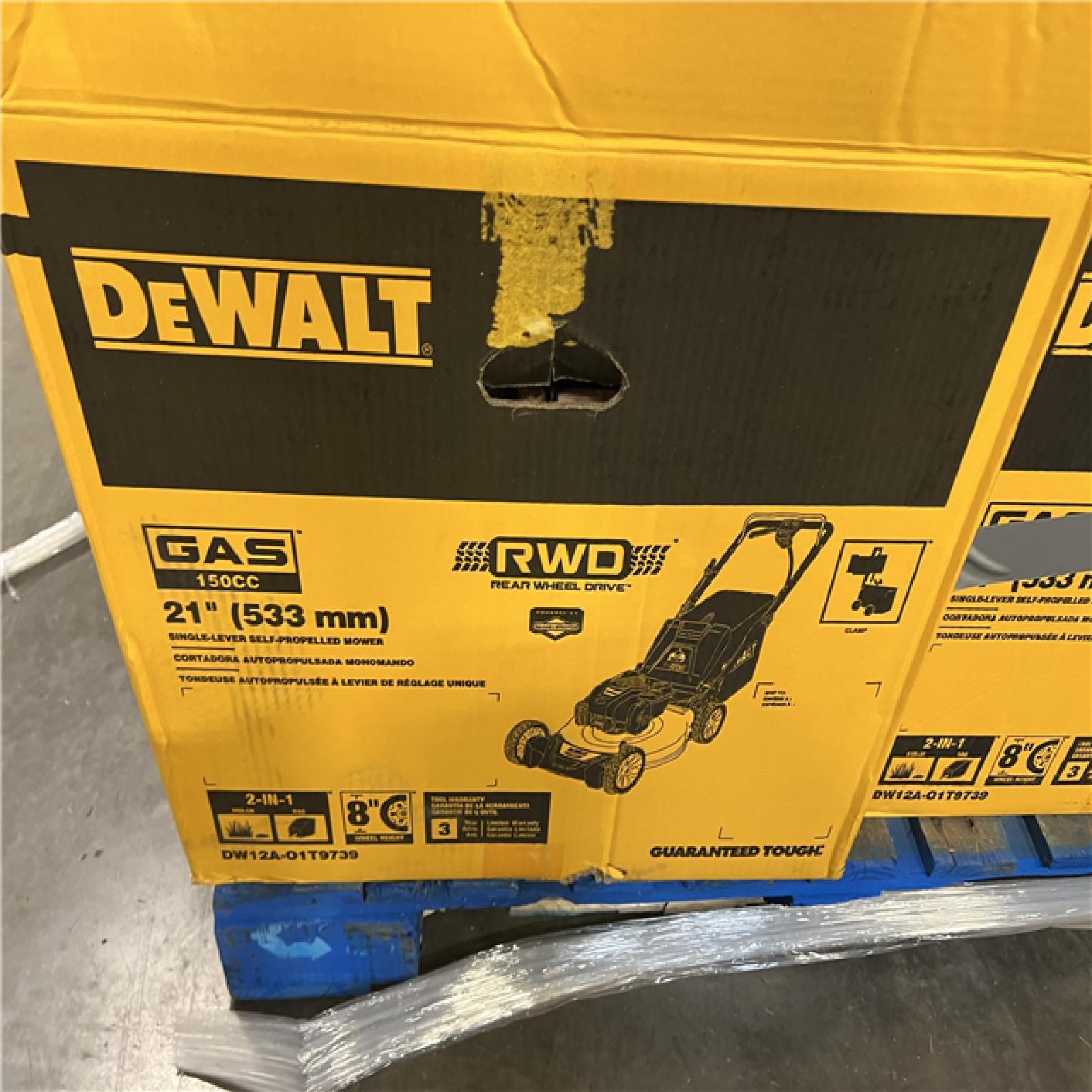 Dallas Location - As-Is DEWALT 21 in. 150cc Briggs and Stratton 625ex Engine Rear Wheel Drive 2-in-1 Gas Self Propelled Walk Behind Lawn Mower
