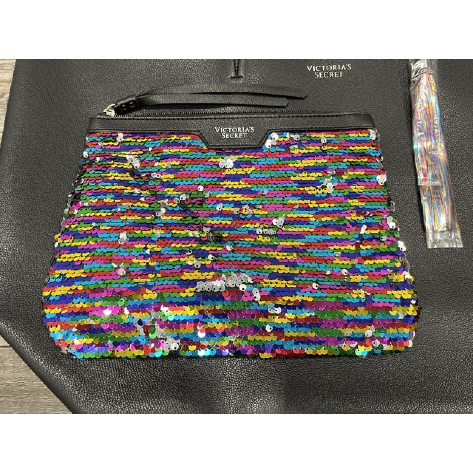 NEW - Victoria's Secret Black Tote Bag with Sequin Purse