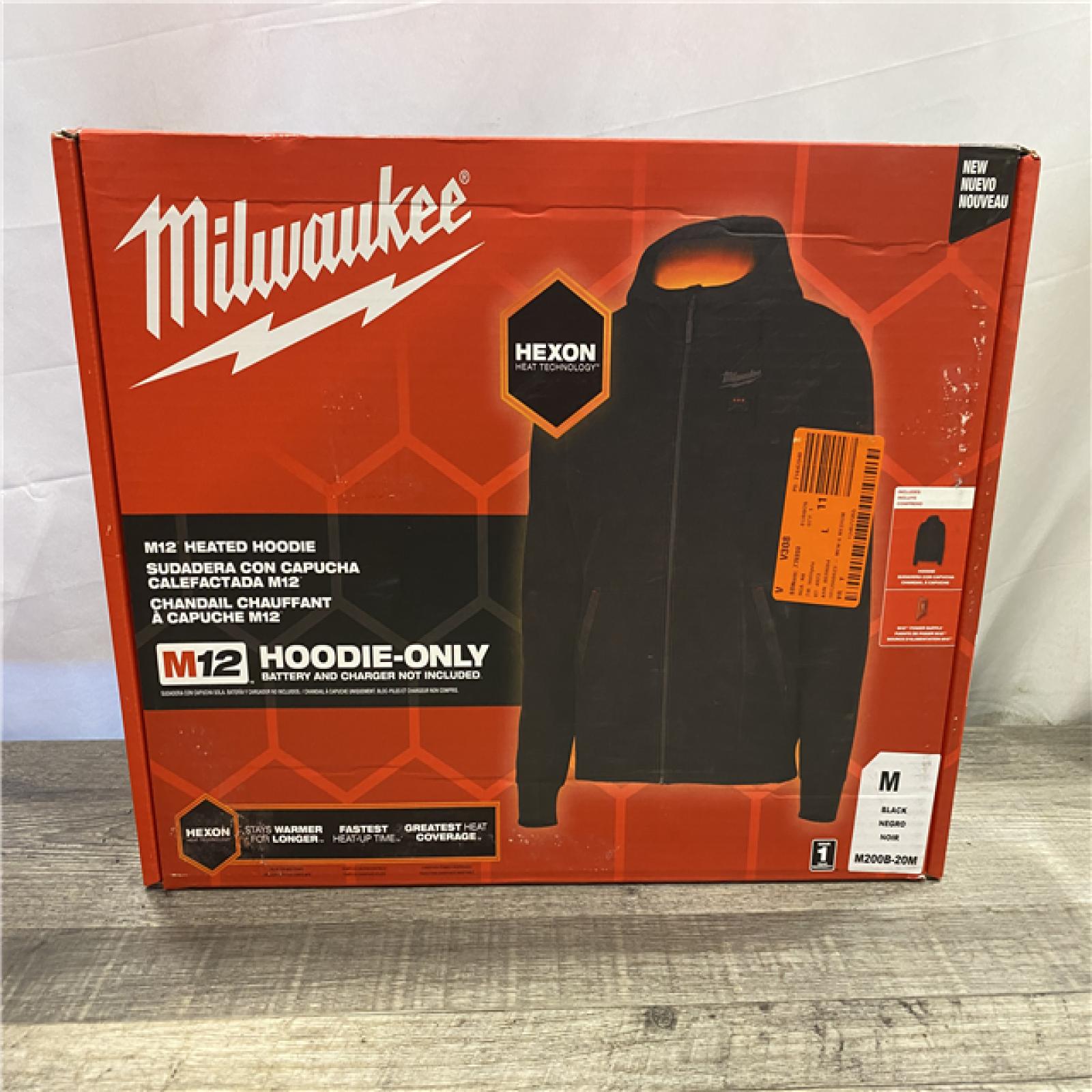 NEW - Milwaukee Men's Medium 12-Volt Lithium Ion Cordless Black Heated Hooded Jacket (Jacket Only)