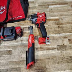 HOUSTON LOCATION - AS - IS M18 FUEL 18V Cordless Mid Torque 1/2 in. Impact Wrench W/ M12 FUEL 3/8 in. Ratchet & Battery/Charger Combo Kit