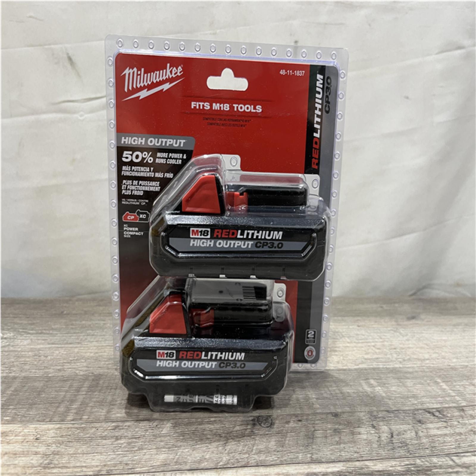 NEW - Milwaukee 18V Lithium-Ion HIGH OUTPUT CP 3.0Ah Battery Pack (2-Pack)