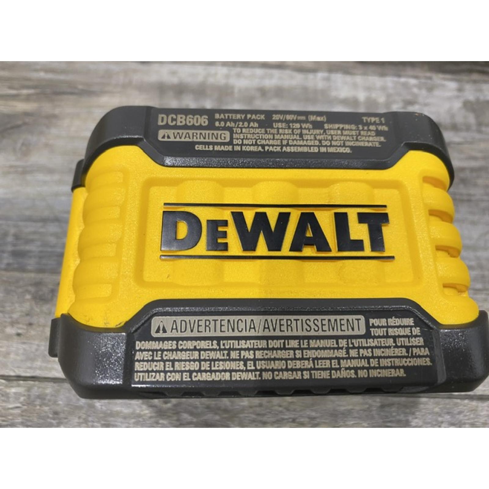 AS-IS DEWALT FLEXVOLT 20V/60V MAX Lithium-Ion 6.0Ah Battery Pack with 6 Amp Output Charger