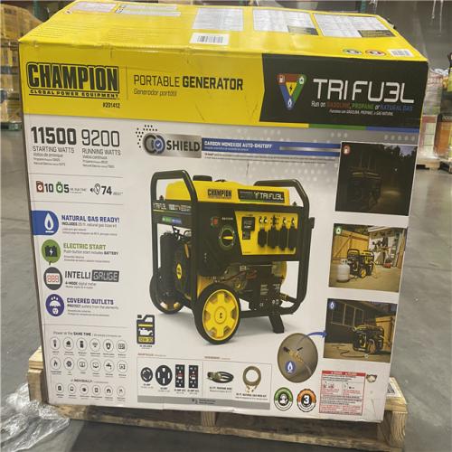 Dallas Location - As-Is Champion Power Equipment 11 500/9 200-Watt Gas Tri-Fuel Portable Generator