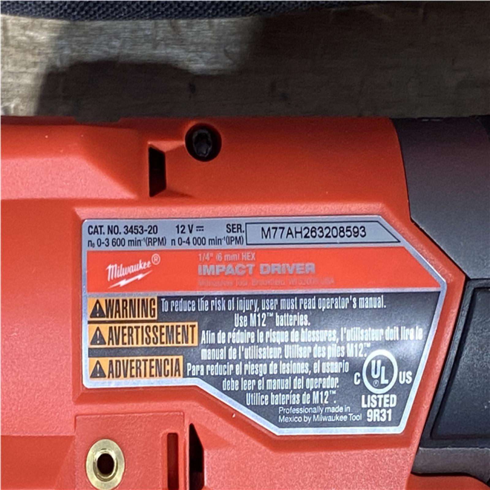 Houston Location AS-IS Milwaukee FUEL 12V Lithium-Ion Brushless Cordless 1/4 in. Hex Impact Driver and Battery