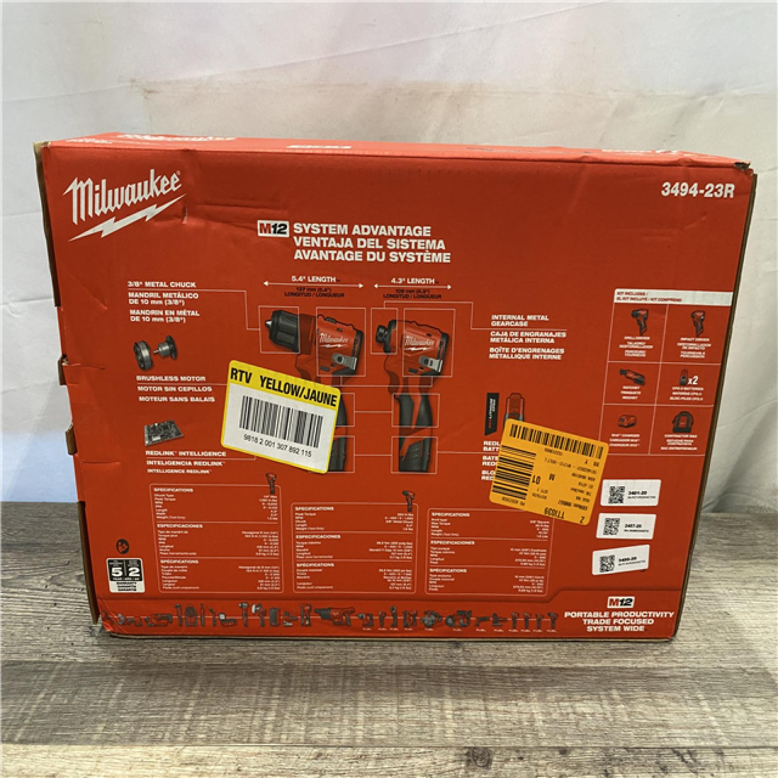NEW - Milwaukee 12-Volt Lithium-Ion Brushless Cordless Subcompact Drill &Impact Driver Combo Kit