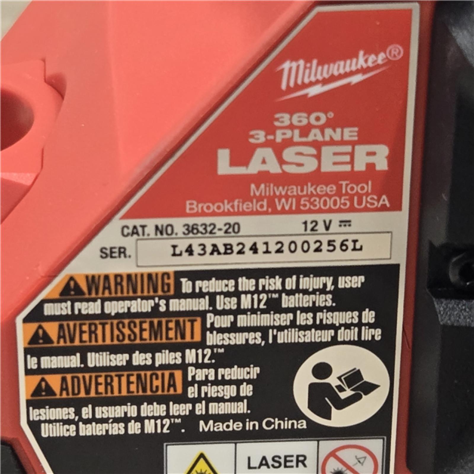 AS-IS Milwaukee-3632-21 M12 Green Beam Laser 360° 3-Plane Kit