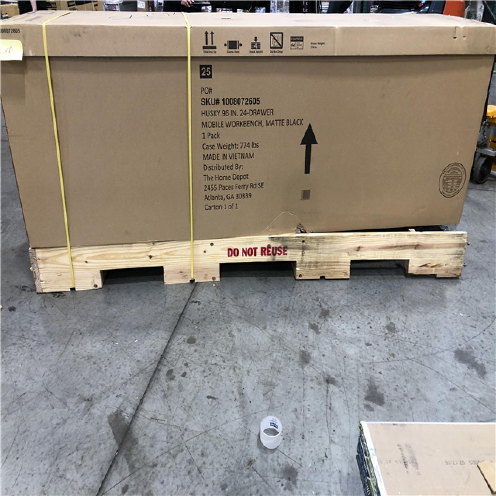 DALLAS LOCATION - Husky Tool Storage Heavy Duty 96 in. W x 24 in. D Matte Black Mobile Workbench Cabinet with Stainless Steel Top