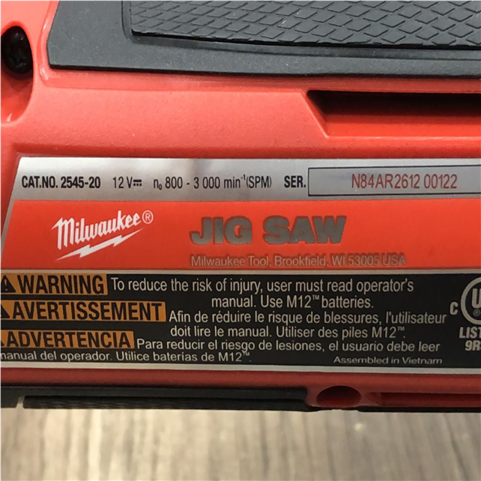 AS-IS Milwaukee 12V Fuel Lithium-Ion Cordless Jig Saw (Tool-Only)