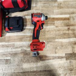 HOUSTON LOCATION - AS - IS Milwaukee 18-Volt Lithium-Ion Compact Brushless Cordless 1/4 in. Impact Driver Kit