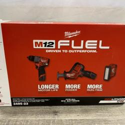 NEW - Milwaukee FUEL 12-Volt Li-Ion Brushless Cordless Hammer Drill (3-Tool) Combo Kit