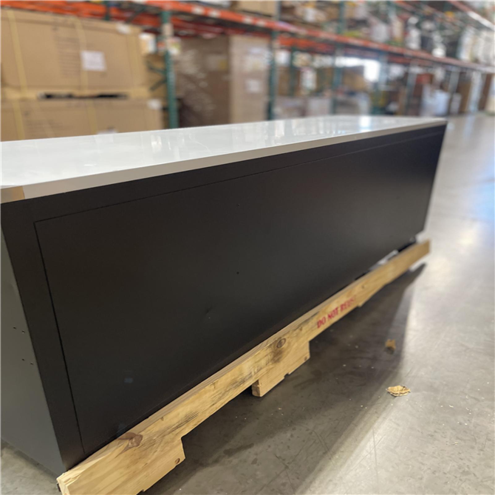 DALLAS LOCATION- AS-IS Husky 96 in. W x 24 in. D 16-Drawer Heavy-Duty Mobile Workbench with Stainless Steel Top in Matte Black