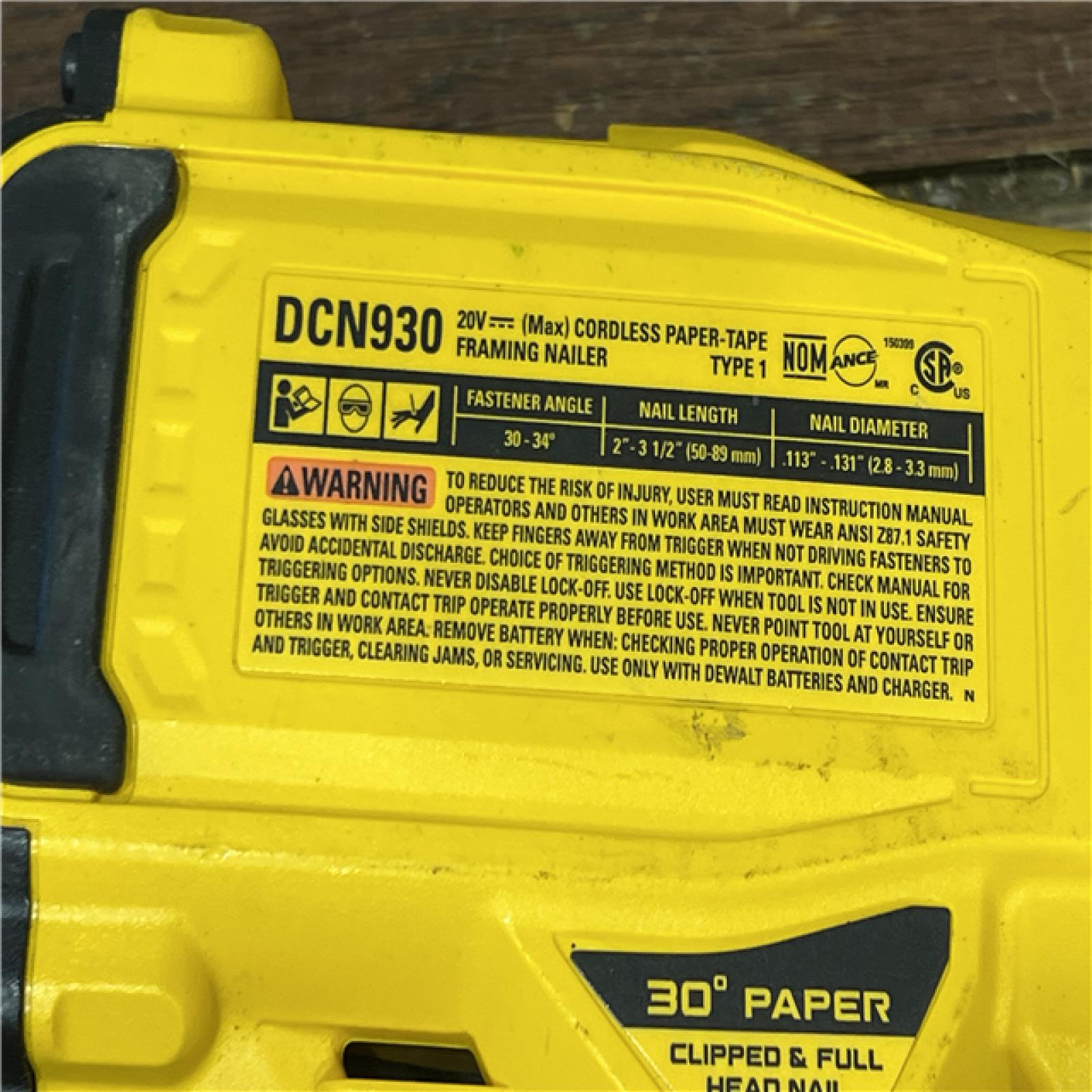 AS-IS DEWAS-IS20-Volt 30Â° Cordless Framing Nailer (Tool-Only)