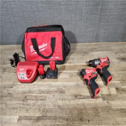 HOUSTON LOCATION - AS-IS Milwaukee FUEL 12-Volt Lithium-Ion Brushless Cordless Hammer Drill and Impact Driver Combo Kit