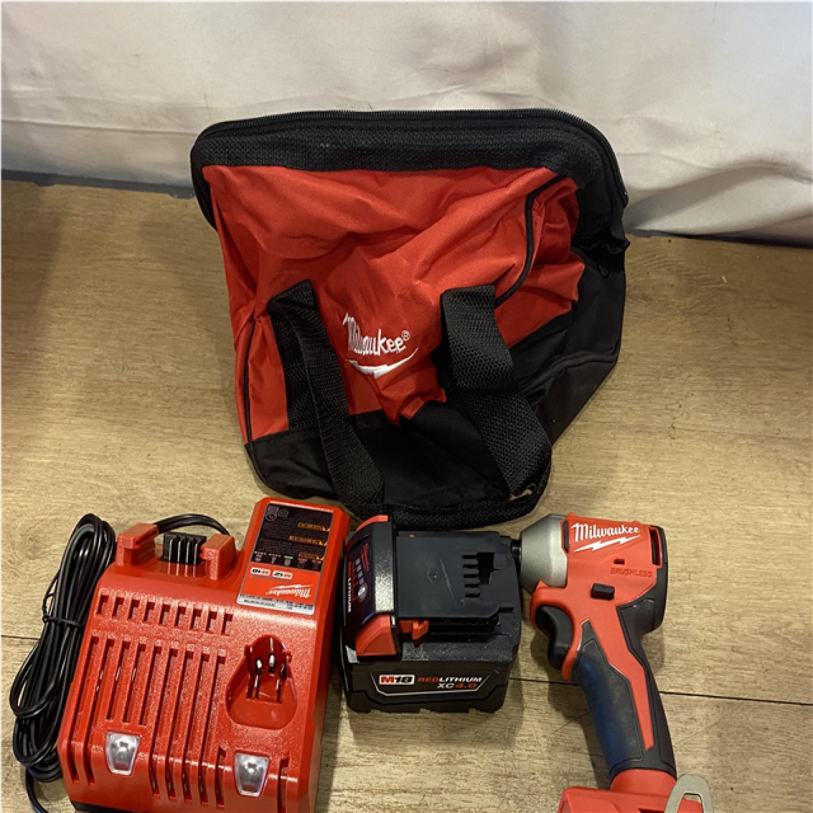 AS-IS Milwaukee 18V Lithium-Ion Brushless Cordless 1/2 in. Compact Hammer Drill/Driver Kit