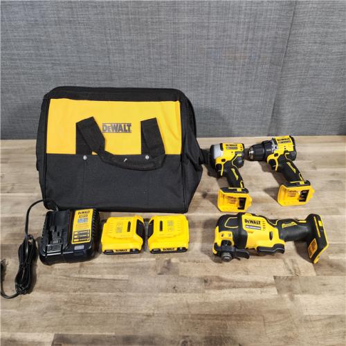 HOUSTON LOCATION - AS-IS DeWalt 20V MAX ATOMIC Cordless Brushless 3 Tool Combo Kit