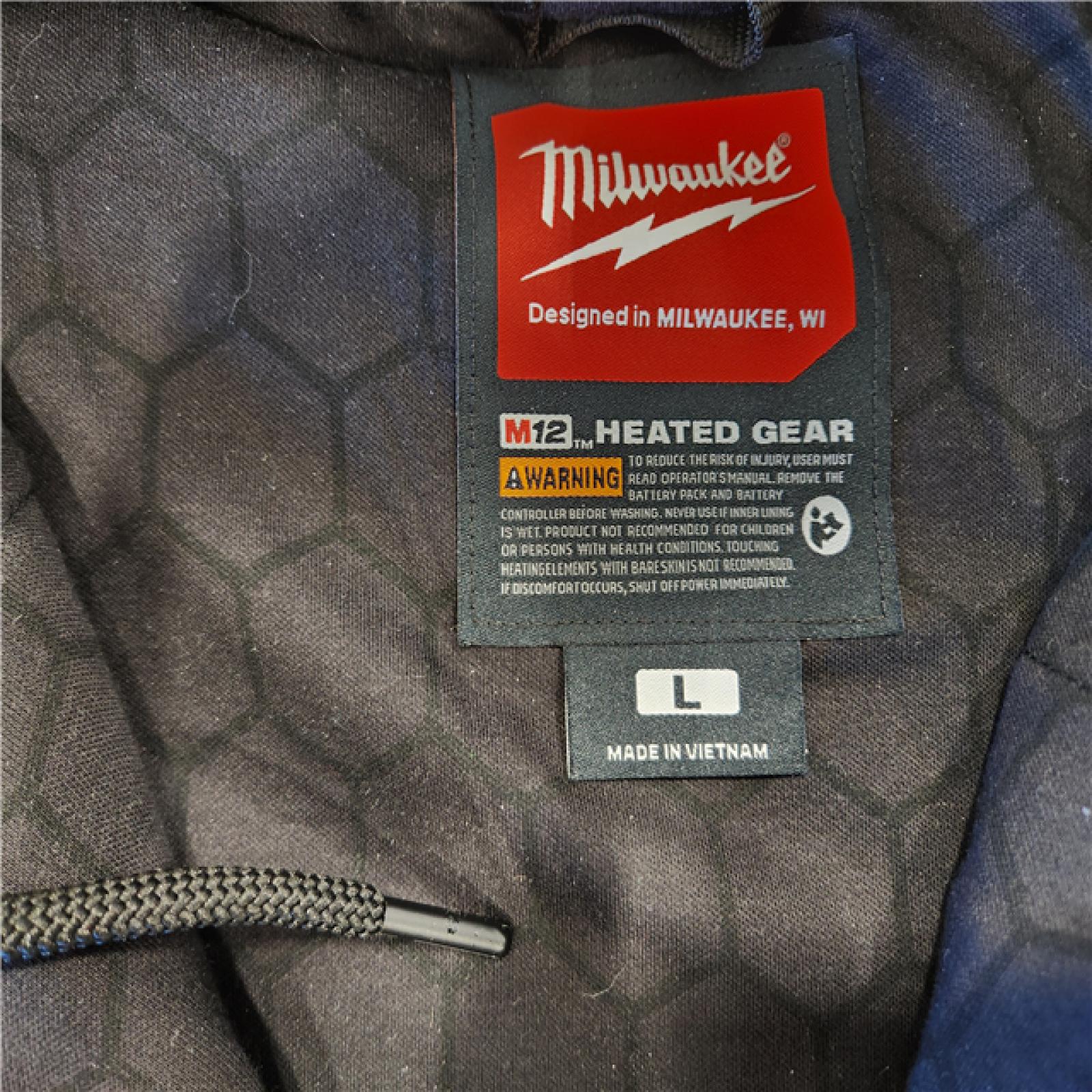 AS-IS- Men's Large M12 12-Volt Lithium-Ion Cordless Black Heated Jacket Hoodie Kit