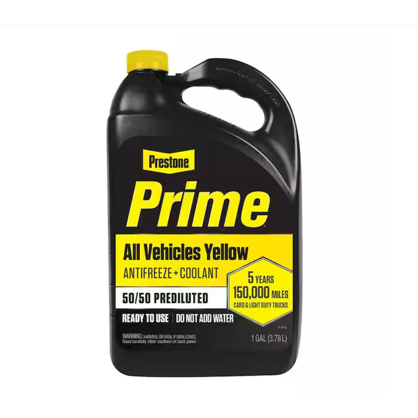DALLAS LOCATION - PRESTONE Prime Yellow Antifreeze+Coolant- All Vehicles  Extended Life- 1 Gal-Ready To Use PALLET-(162 UNITS)