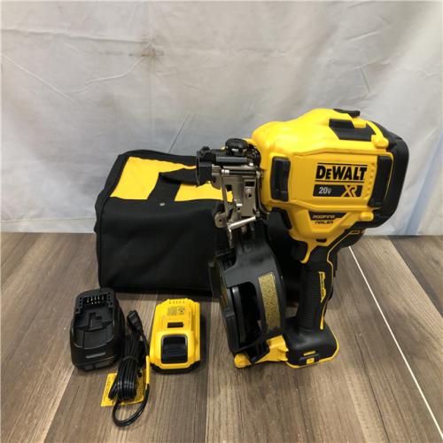 AS-IS DEWALT 20V MAX Lithium-Ion 15-Degree Electric Cordless Roofing Nailer Kit