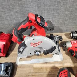 HOUSTON LOCATION - AS-IS Milwaukee M18 18-Volt Lithium-Ion Brushless Cordless Combo Kit (4-Tool) with 2-Batteries, 1-Charger and Tool Bag