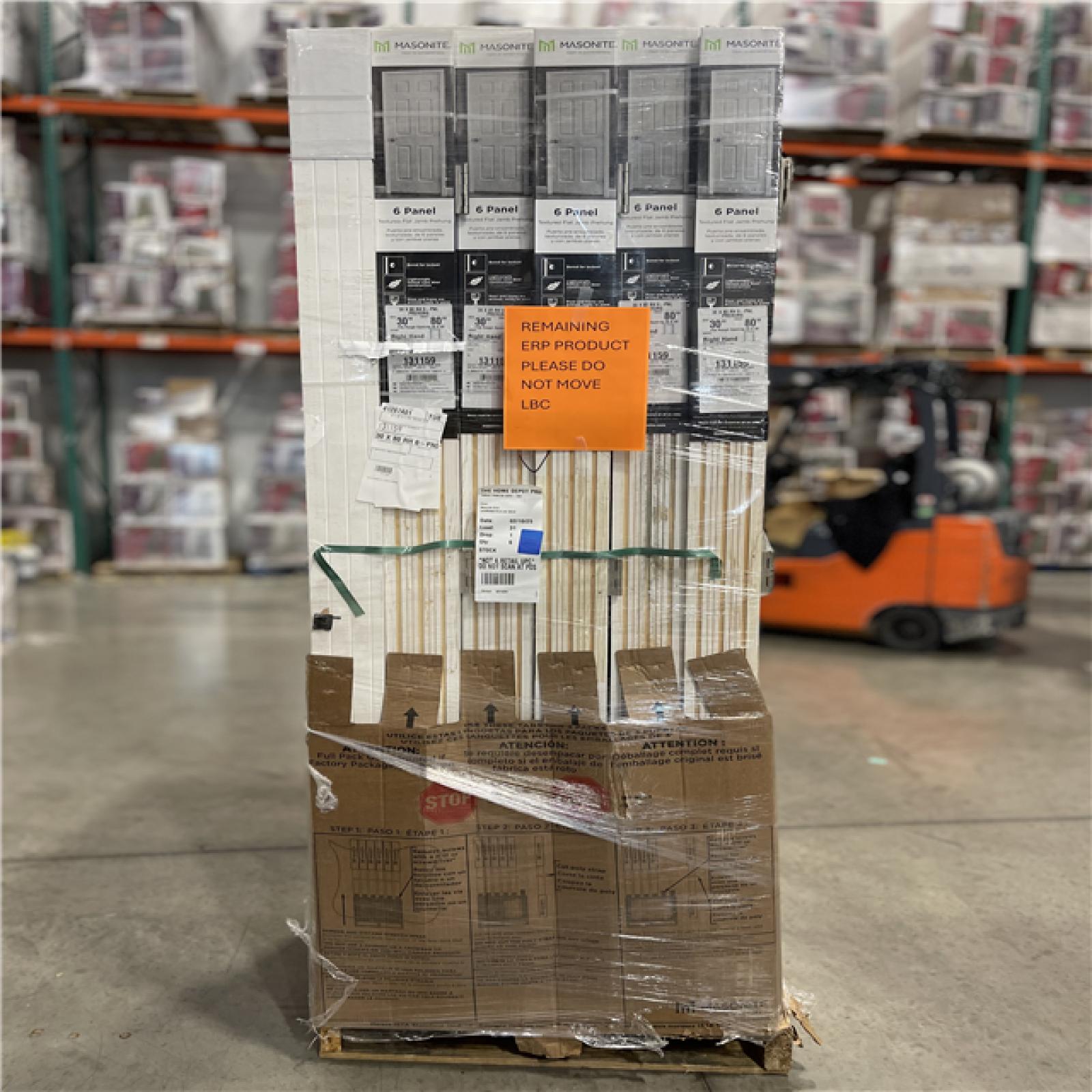 DALLAS LOCATION- AS-IS MASONITE 30 In. X 80 In. X 4-9/16 In. Primed 6-Panel Single Prehung Interior Door PALLET (6 UNITS)