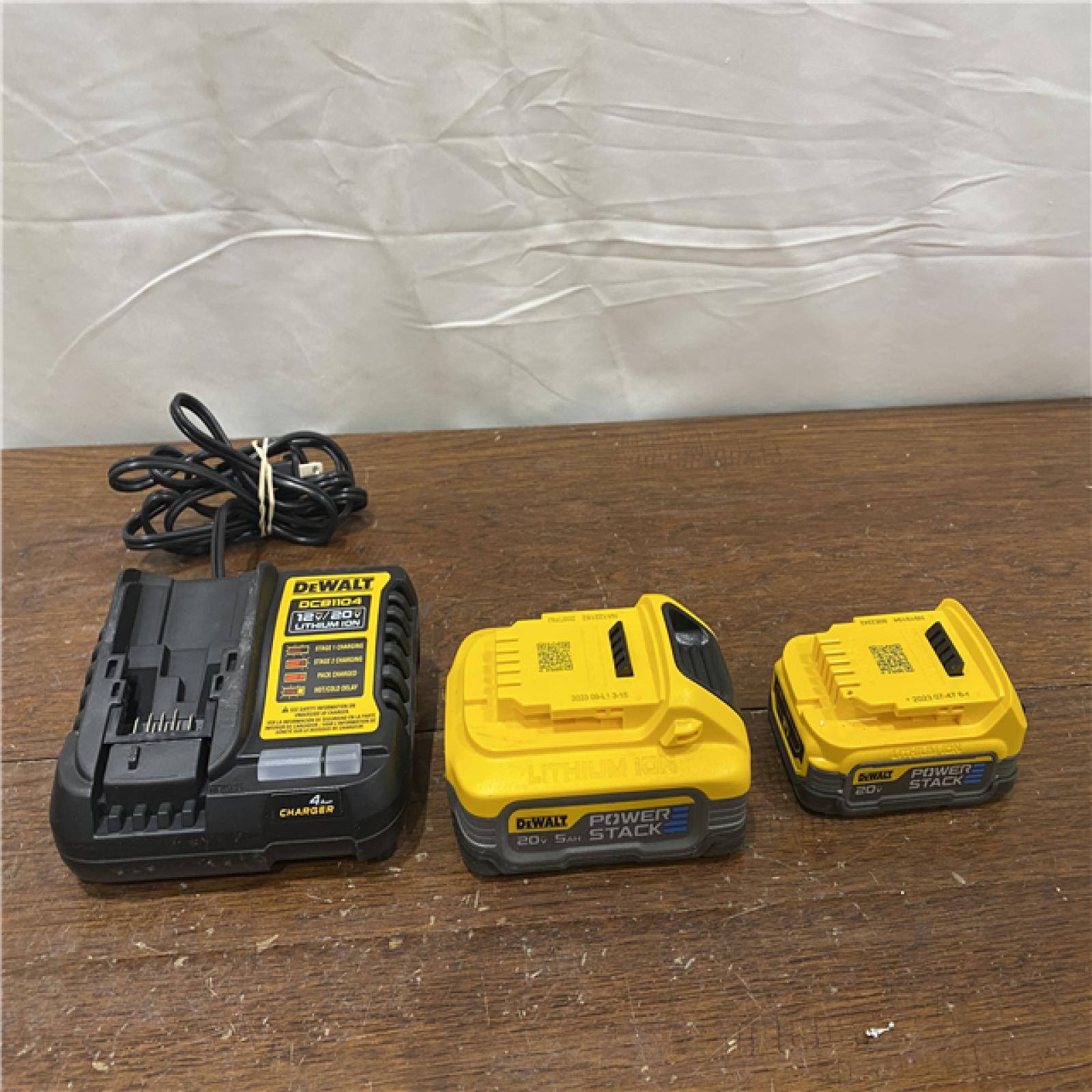 AS-IS DeWalt 20V MAX POWERSTACK DCBP315-2C Lithium-Ion 1.7Ah and 5Ah Battery and Charger Starter Kit 3 Pc