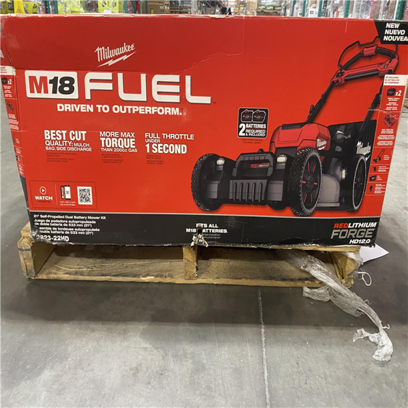 As-Is- Milwaukee M18 FUEL Brushless Cordless 21 in. Walk Behind Dual Battery Self-Propelled Mower Kit