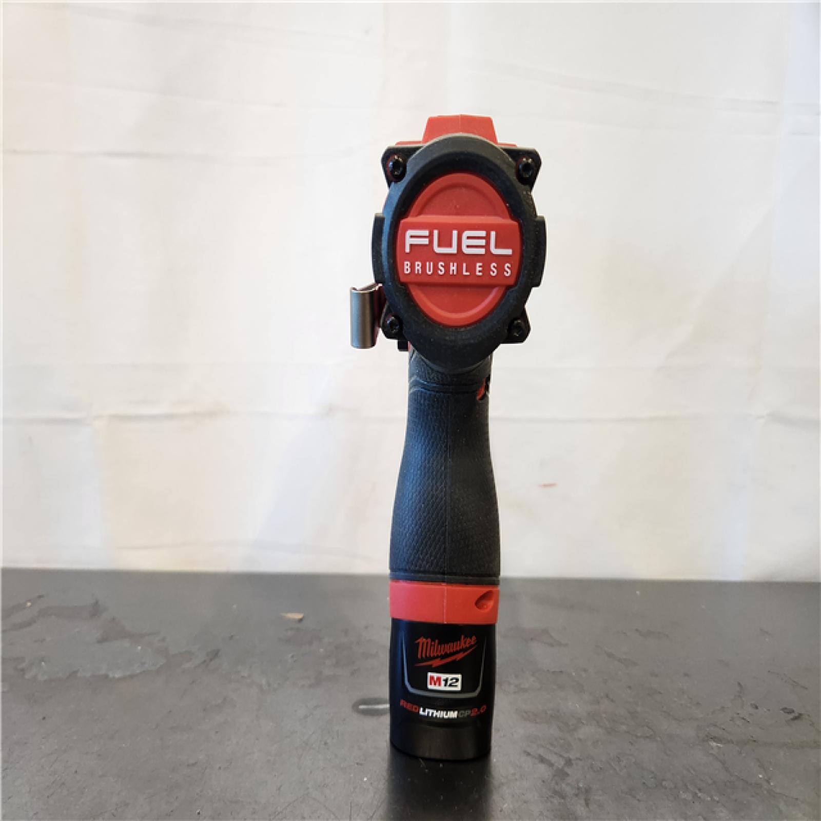 AS-IS- Milwaukee M12 FUEL 12-Volt Lithium-Ion Brushless Cordless 1/2 in. Hammer Drill Kit with 1 Compact 2.0Ah Battery Pack and 1 Charger