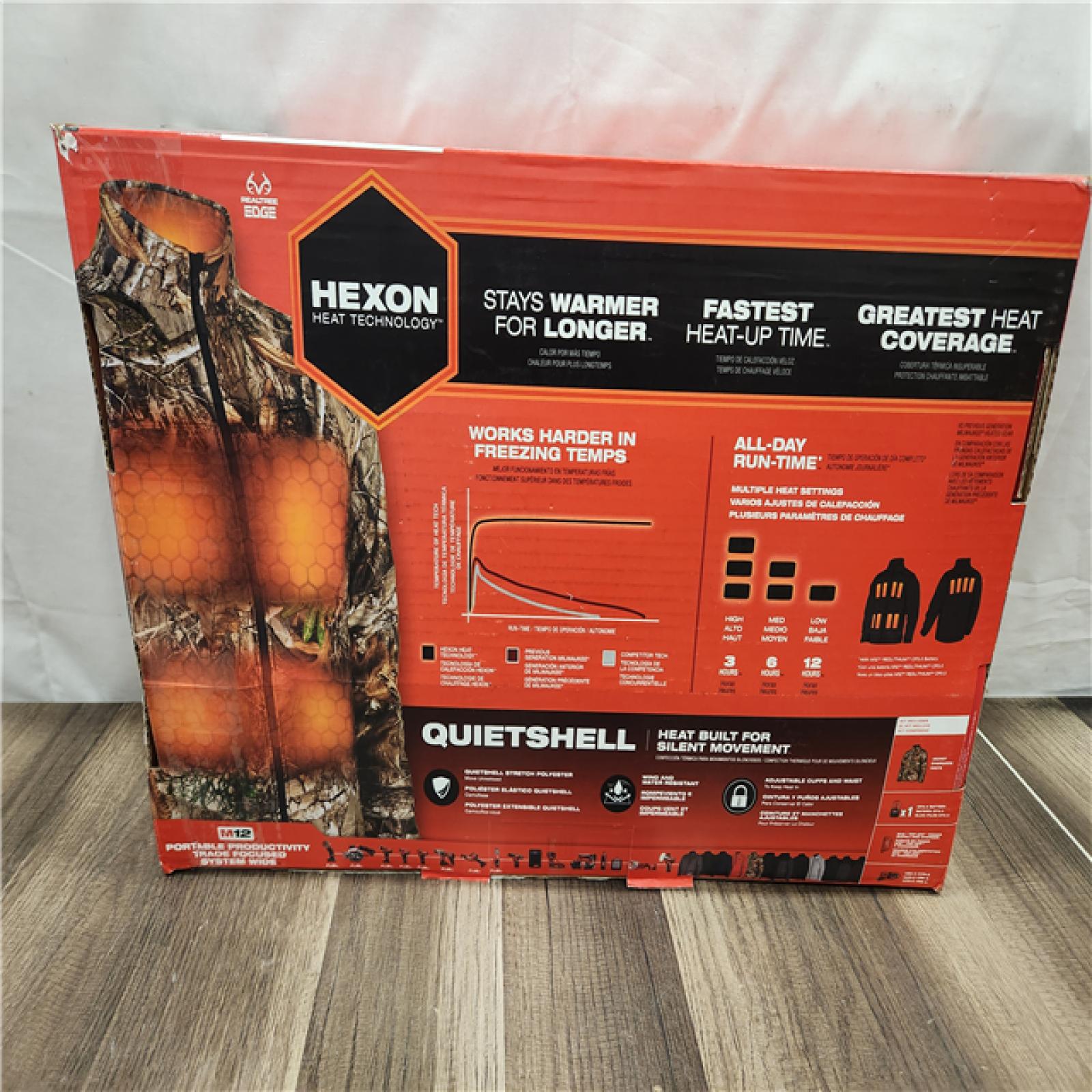 AS-IS- Men's X-Large M12 12-Volt Lithium-Ion Cordless Quiet Shell Camo Heated Jacket with (1) 3.0 Ah Battery and Charger