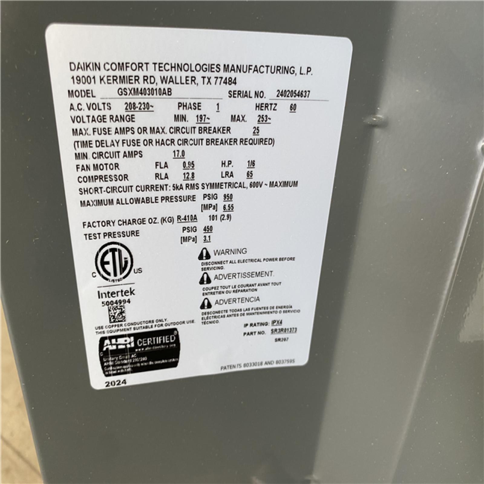 Houston Location AS IS - Goodman Condenser