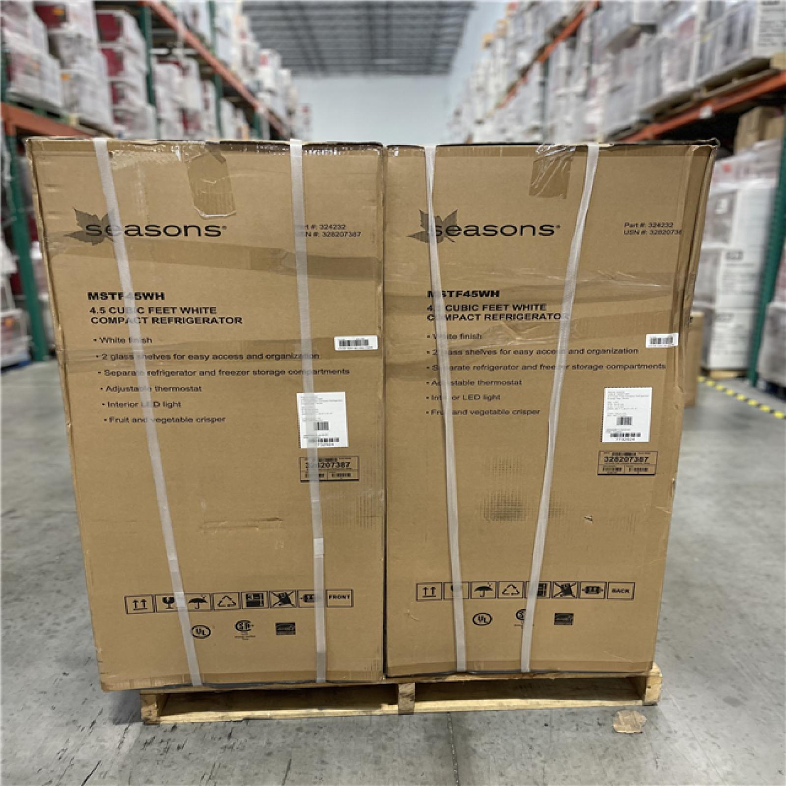 DALLAS LOCATION - Seasons ENERGY STAR 4.5cu.ft. 20in. COMPACT Top-Freezer Refrigerator White-PALLET(4 UNITS)