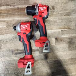 HOUSTON LOCATION - AS-IS Milwaukee M18 18V Lithium-Ion Brushless Cordless Compact Drill/Impact Combo Kit (2-Tool) W/(2) 2.0 Ah Batteries  Charger & Bag