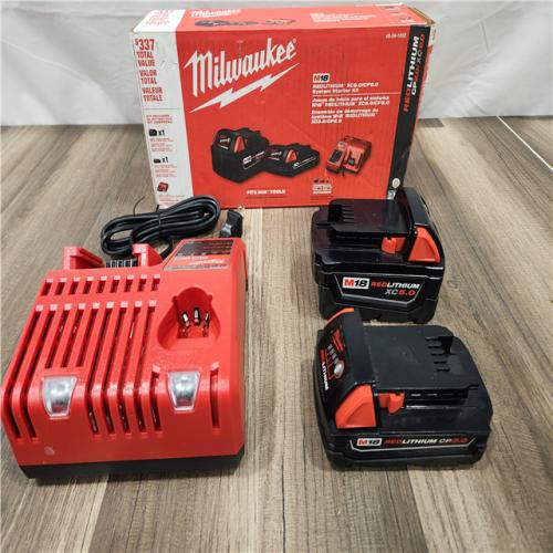 AS-IS Milwaukee M18 18-Volt Lithium-Ion Starter Kit with One 5.0 Ah and One 2.0 Ah Battery and Charger