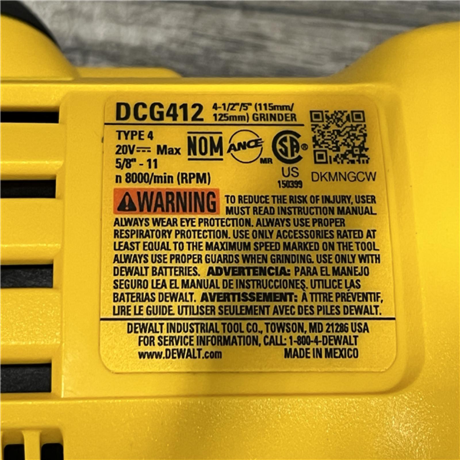 AS-IS DEWALT 20V MAX Cordless 4.5 in. - 5 in. Angle Grinder (Tool Only)