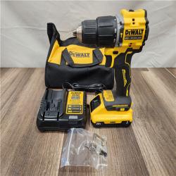 AS-IS DEWALT ATOMIC 20-Volt Lithium-Ion Cordless 1/2 in. Compact Hammer Drill with 3.0Ah Battery, Charger and Bag