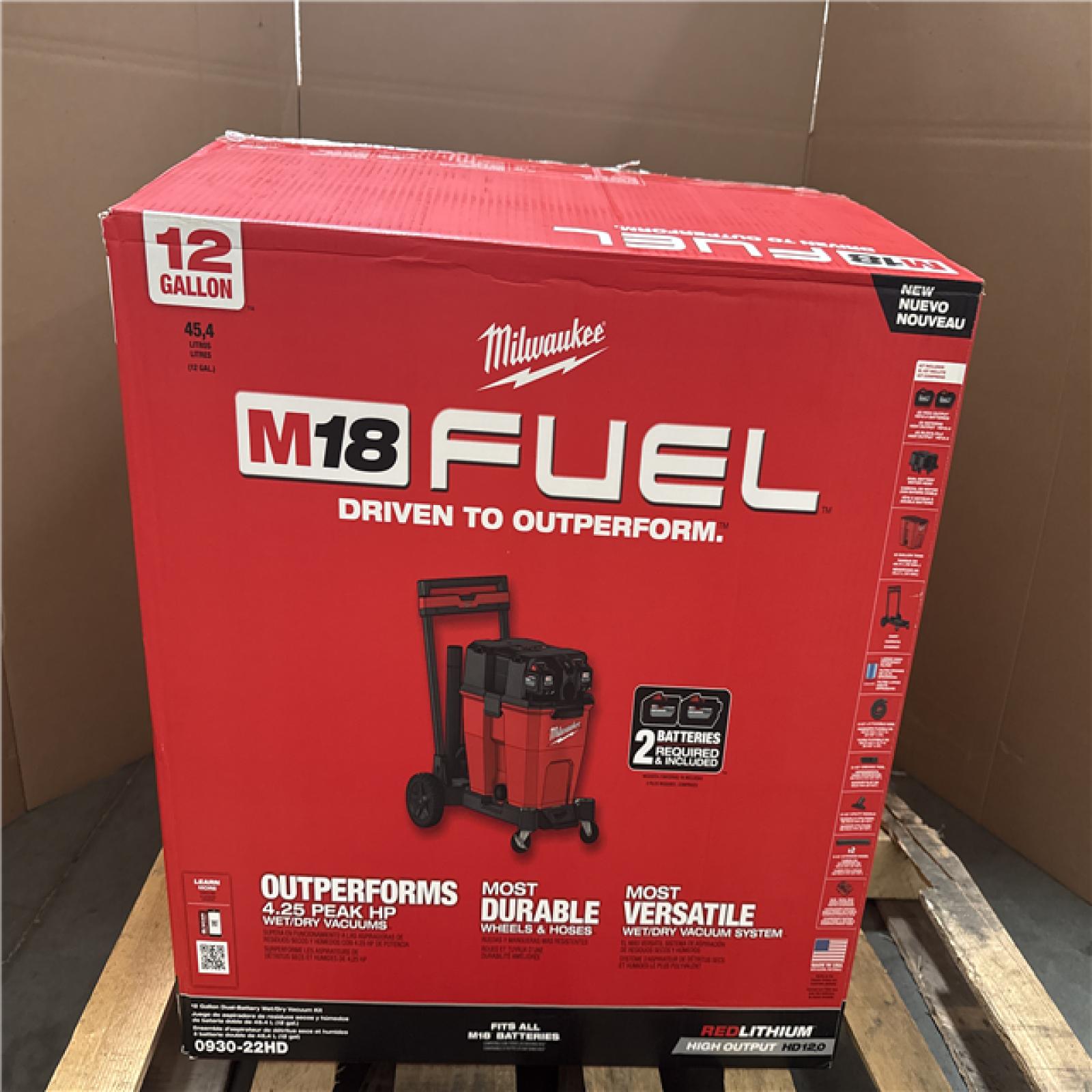 CALIFORNIA AS IS MILWAUKEE 12 GALLON DUAL BATTERY WET DRY VACUUM KIT