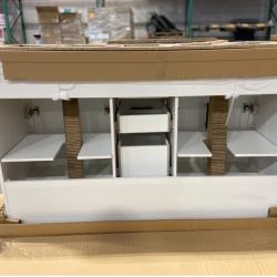 DALLAS LOCATION - Home Decorators Collection Doveton 60 in. Double Sink Freestanding White Bath Vanity with White Engineered Marble Top (Assembled)