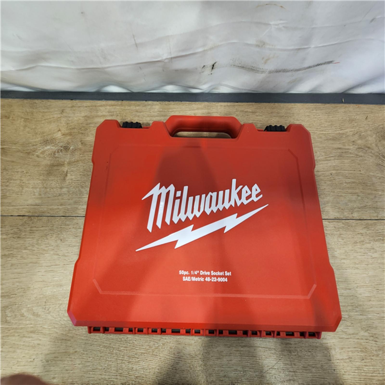 AS-IS- Milwaukee 1/4 in. Drive SAE/Metric Ratchet and Socket Mechanics Tool Set (50-Piece)