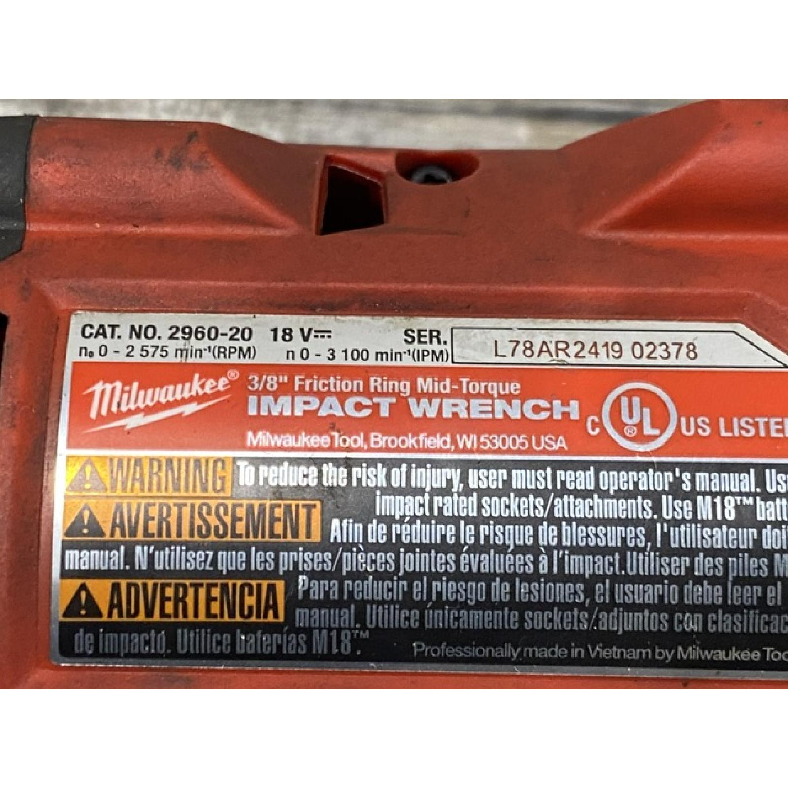 AS-IS Milwaukee FUEL GEN-2 18V Lithium-Ion Mid Torque Brushless Cordless 3/8 in. Impact Wrench with Friction Ring (Tool-Only)