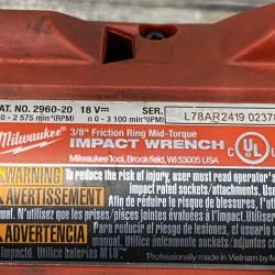 AS-IS Milwaukee FUEL GEN-2 18V Lithium-Ion Mid Torque Brushless Cordless 3/8 in. Impact Wrench with Friction Ring (Tool-Only)
