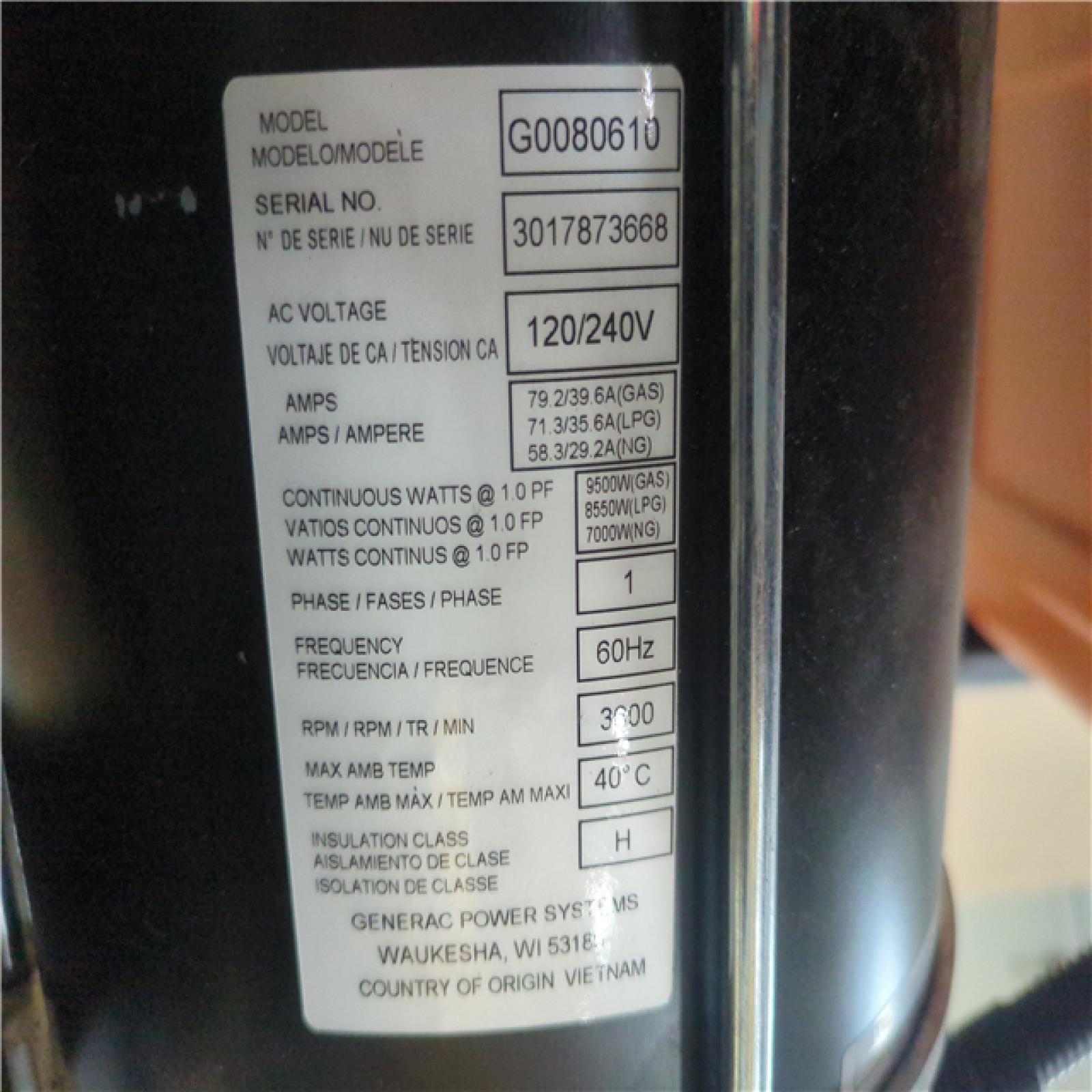 CALIFORNIA AS-IS GENERAC PORTABLE POWER GENERATOR